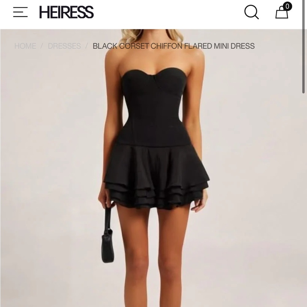 BLACK CORSET CHIFFON FLARED MINI
DRESS